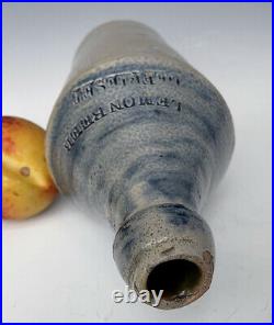 Antique NY Stoneware Beer Bottle with Cobalt, E. DeFreest, Troy (Lansingburg) 1850