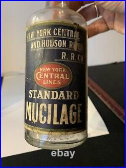 Antique New York Central LINES Hudson River RR Railroad STNDRD MUCILAGE Bottle