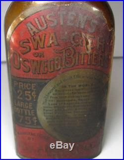 Antique OSWEGO BITTERS Bottle, LABELED & EMBOSSED, N. Y. Old ny RARE