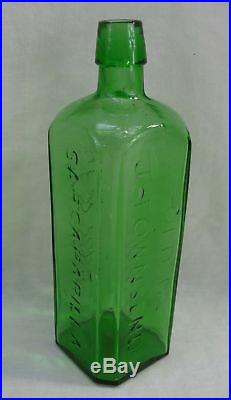 Antique Old Dr J Townsend's Sarsaparilla New York Green Glass Bitters Bottle 10