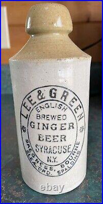 Antique Original Lee & Green English Brewed Ginger Beer Stoneware Syracuse Ny