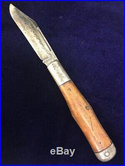Antique Pocket Knife Camillus Cutlery New York Large Coke Bottle Hunter Wood