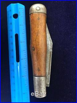 Antique Pocket Knife Camillus Cutlery New York Large Coke Bottle Hunter Wood