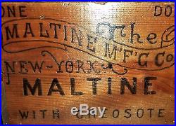 Antique Primitive Apothecary Medicine Wood Wooden Bottle Crate MALTINE NEW YORK