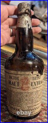 Antique Quandt Brewing Co. Troy NY Vigor Brand Malt Extract Brown Bottle RARE