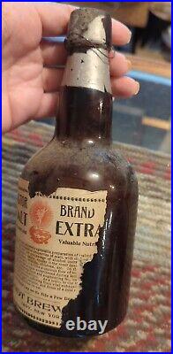 Antique Quandt Brewing Co. Troy NY Vigor Brand Malt Extract Brown Bottle RARE