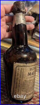 Antique Quandt Brewing Co. Troy NY Vigor Brand Malt Extract Brown Bottle RARE