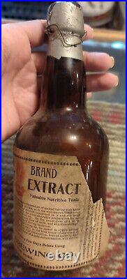 Antique Quandt Brewing Co. Troy NY Vigor Brand Malt Extract Brown Bottle RARE