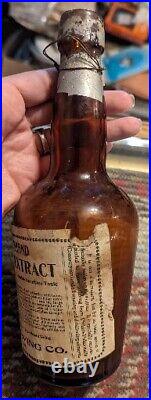 Antique Quandt Brewing Co. Troy NY Vigor Brand Malt Extract Brown Bottle RARE