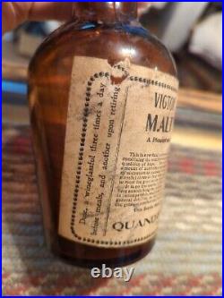 Antique Quandt Brewing Co. Troy NY Vigor Brand Malt Extract Brown Bottle RARE