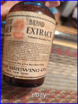 Antique Quandt Brewing Co. Troy NY Vigor Brand Malt Extract Brown Bottle RARE