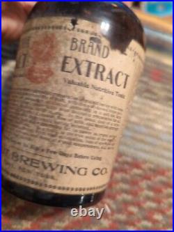 Antique Quandt Brewing Co. Troy NY Vigor Brand Malt Extract Brown Bottle RARE