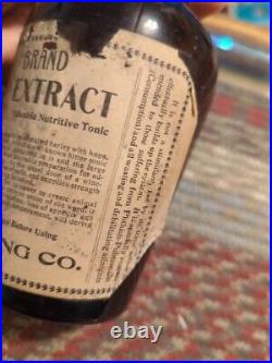 Antique Quandt Brewing Co. Troy NY Vigor Brand Malt Extract Brown Bottle RARE