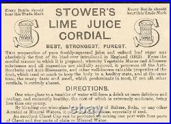 Antique RARE NY Stowers Lime Juice Cordial Lady Bike Gay 90's Bottle Trade Card