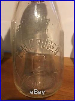 Antique Rare E. M. Gruber Dairy Angola Ny One Quart Milk Bottle