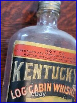Antique Rare Kentucky Log Cabin Whiskey Bottle Buffalo NY Medicine Advertising