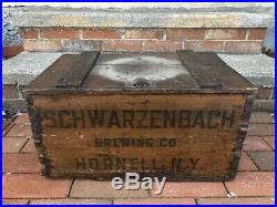Antique Schwarzenbach Beer Crate Box With Inserts Hornell New York Advertising