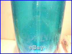 Antique, Seltzer Soda Syphon Bottle, blue glass, pewter cover, Brooklyn, N. Y