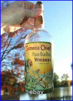 Antique Seneca Chief Whiskey Bottle Native American Indian Chief Waterloo Ny Old