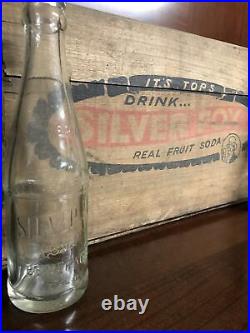 Antique Silver Fox Beverages New York Old Wooden Soda Crate With 2 Soda Bottles