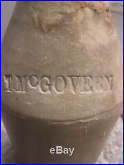 Antique Stoneware T. M. McGovern Beer Bottle Schenectady, NY Nice Glaze Drip 1870