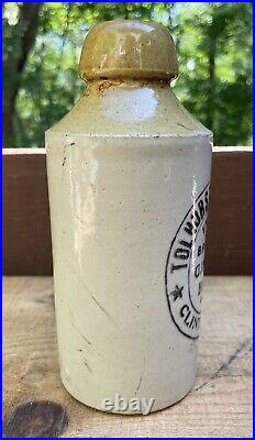 Antique Stoneware Tolhurst & Peters English Brewed Ginger Beer Bottle Clinton NY