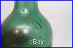 Antique Sullivan New York circa 1855 Porter bottle Green / Aqua Mettalic Pontil