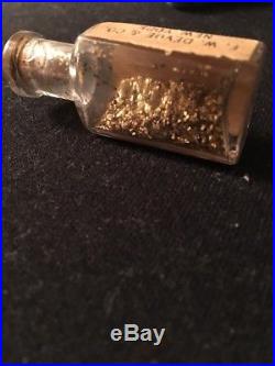 Antique Tiny Glass Bottle Of Gold Flitter (Fairydust) Powder F. W. Devoe & Co NY