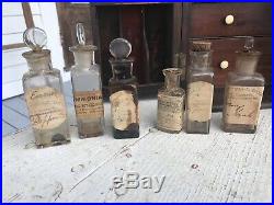 Antique Traveling Apothecary Case Cabinet New York Bottles Orig Drug Contents