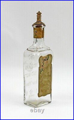 Antique Victorian Richard Hudnut New York Toilet Water Clear Glass Barber Bottle