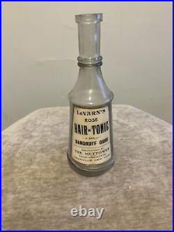 Antique Vintage Barber Hair Tonic Bottle Apothecary Le Varn's Granville New York