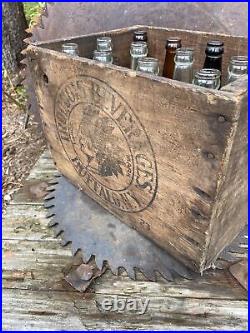 Antique Vintage Iroquois Indian Beverages Wood Box WithBottles Buffalo NY