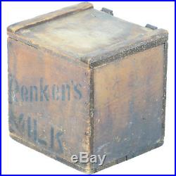 Antique Vintage Wooden Pine Porch Milk Bottle Box Renken's Dairy Brooklyn NY
