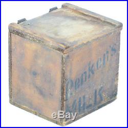 Antique Vintage Wooden Pine Porch Milk Bottle Box Renken's Dairy Brooklyn NY