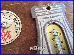 Antique Vtg Chas F Shearer Milk Bottle Calendar Thermometer Paper Dairy Homer Ny