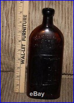 Antique Warner's Safe Kidney & Liver Cure Amber Bottle Rochester NY Blob Top