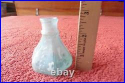 Antique Waters Inkwell Embossed Bottle Aqua glass Pontil Vintage Troy NY Ink Jar