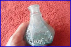 Antique Waters Inkwell Embossed Bottle Aqua glass Pontil Vintage Troy NY Ink Jar