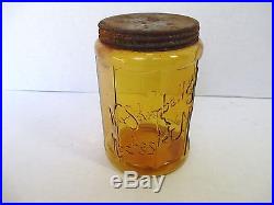 Antique William Kimball & Co AMBER Rochester NY Tobacco Jar Humidor Glass