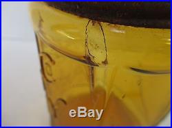 Antique William Kimball & Co AMBER Rochester NY Tobacco Jar Humidor Glass