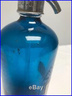 Antique Wonder Seltzer Water BLUE Glass Bottle New York Seltzer Co Detroit, Mi