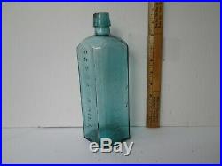 Antique blue-green medicine bottle 9.75in tall old dr. Townsends sarsaparilla ny