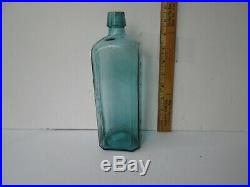 Antique blue-green medicine bottle 9.75in tall old dr. Townsends sarsaparilla ny
