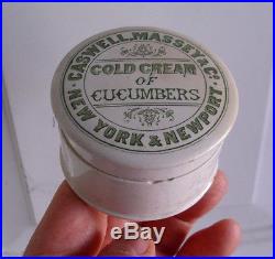 Antique, ceramic, 1880's AMERICAN Cold Cream jar, New York & Newport R. I. Pot lid