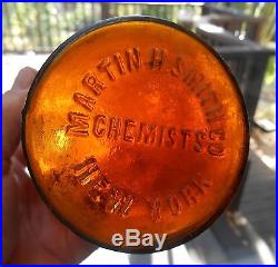 Antique embossed HEROIN bottle circa 1890's- 1900s M. SMITH CHEMISTS NEW YORK