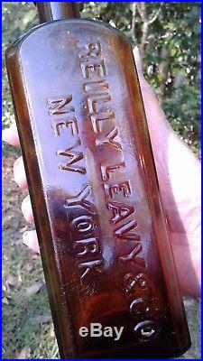 Antique unlisted extremely rare REILLY LEAVY & CO / NEW YORK amber 9.5 1860