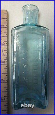 Aqua Open Pontil Rolled Lip Dr Keeler's Vermifuge Syrup New York Medicine Bottle