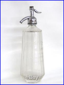 Art Deco Seltzer Bottle Clear Glass Prospect Bottling Works Brooklyn NY 190B