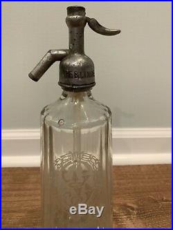 Art Deco Seltzer Bottle Clear Glass The Biltmore New York Irvs Sparkling