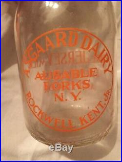 Asgaard Dairy Milk Bottle Ausable Forks, NY Rockwell Kent Jr Pyro Rare Jersey